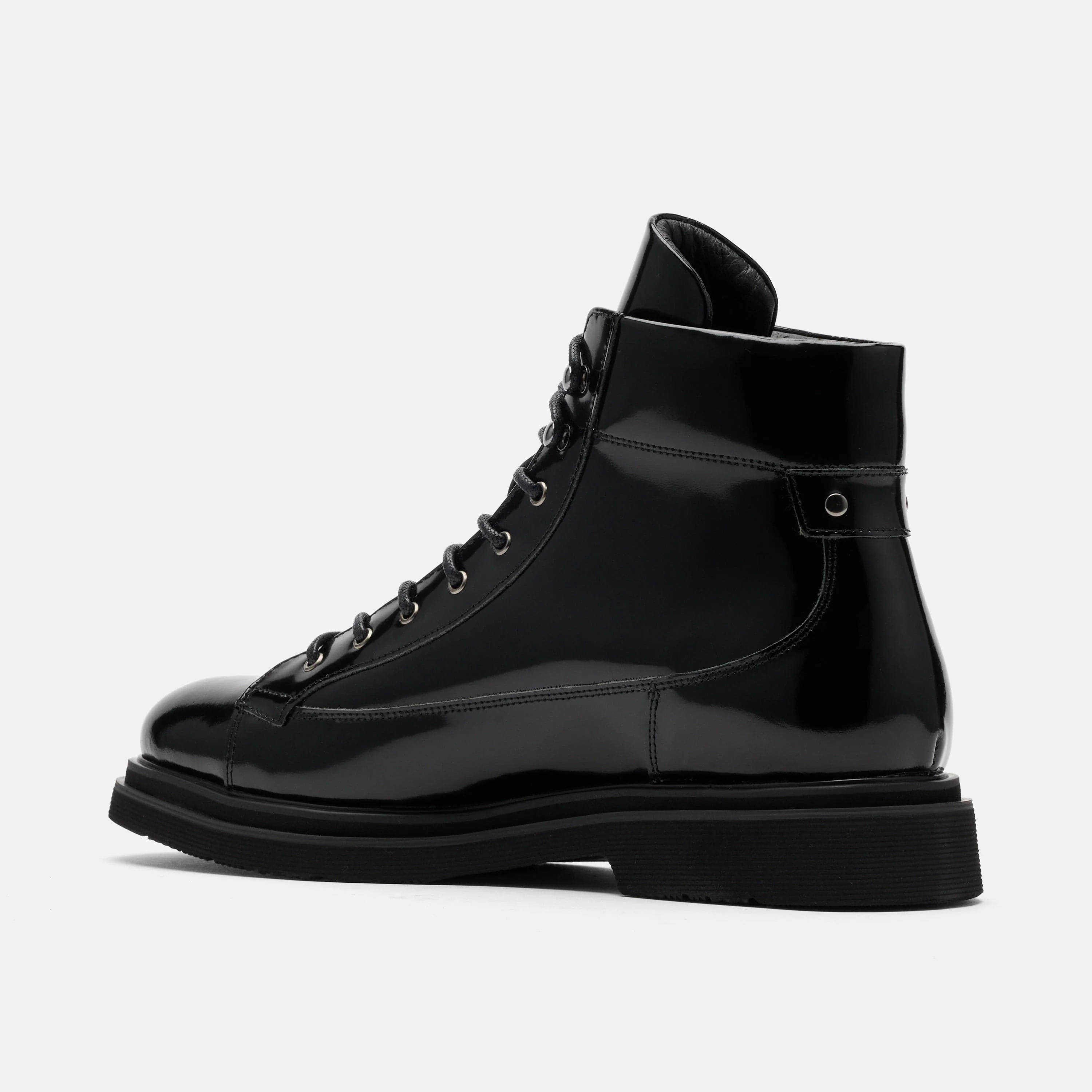 Aiden Black Patent Leather Combat Boots - Image 4