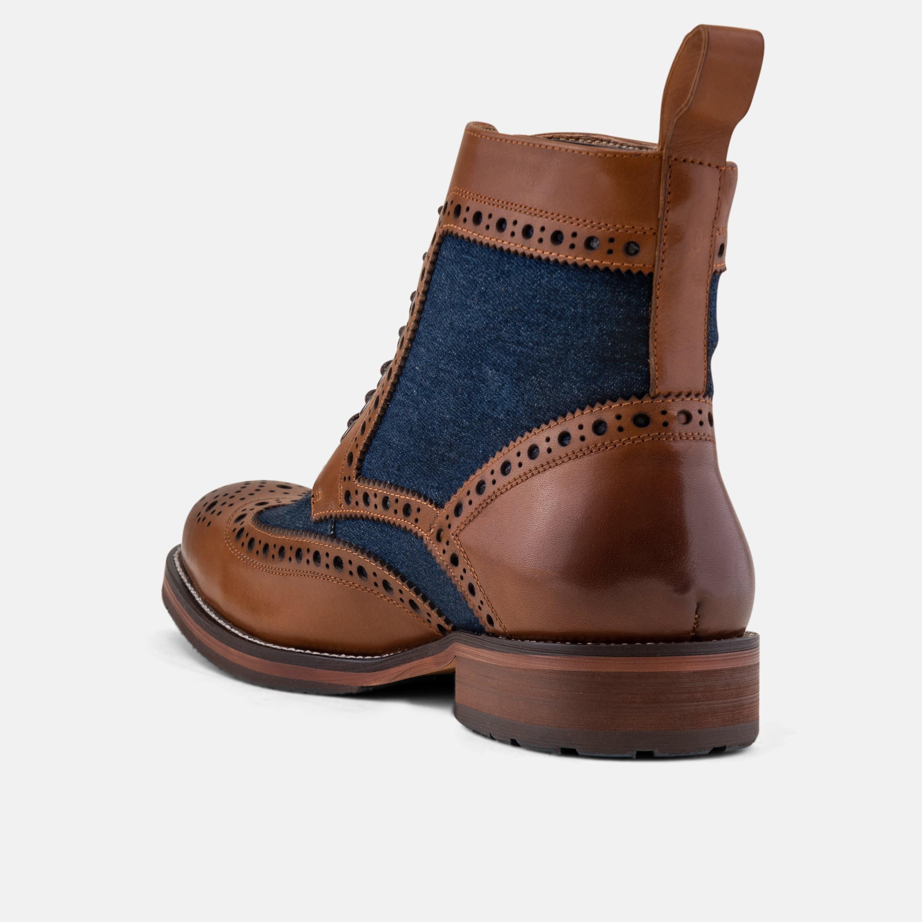 Belmont Denim Wingtip Combat Boots - Image 5