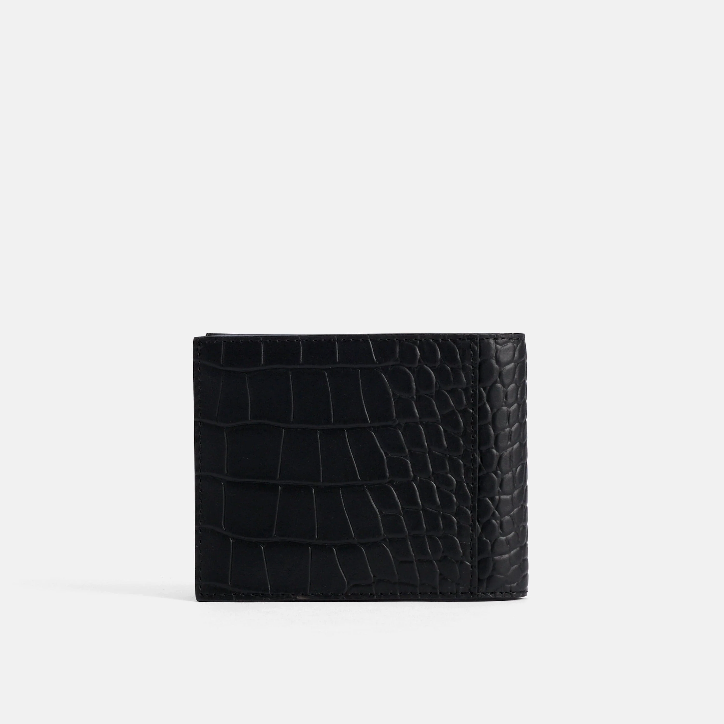 Marc Nolan Leather Bi-Fold Wallet - Black Crocskin - Image 7