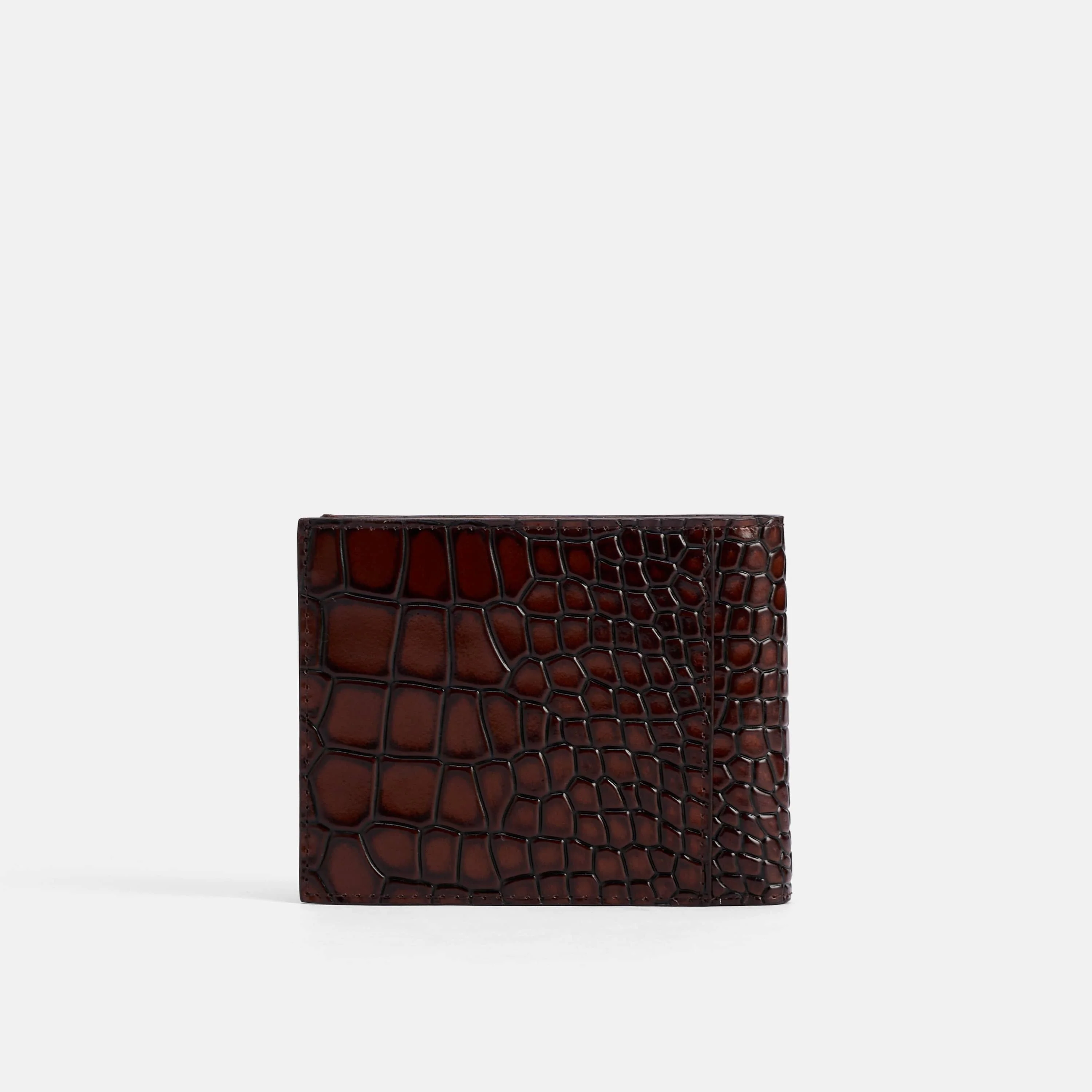 Marc Nolan Leather Bi-Fold Wallet - Brown Crocskin - Image 7