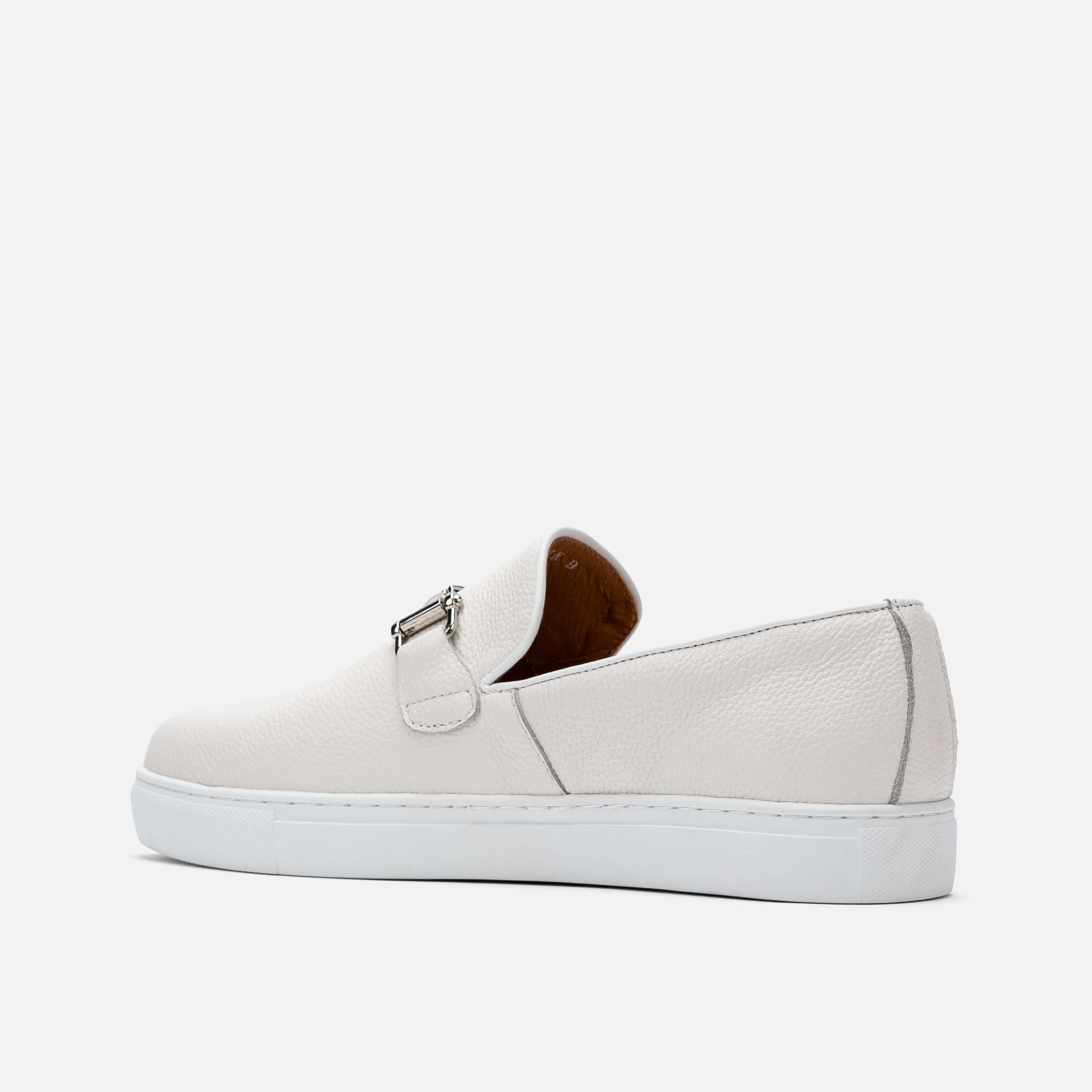 Boardwalk White Leather Horse-Bit Sneakers - Image 5