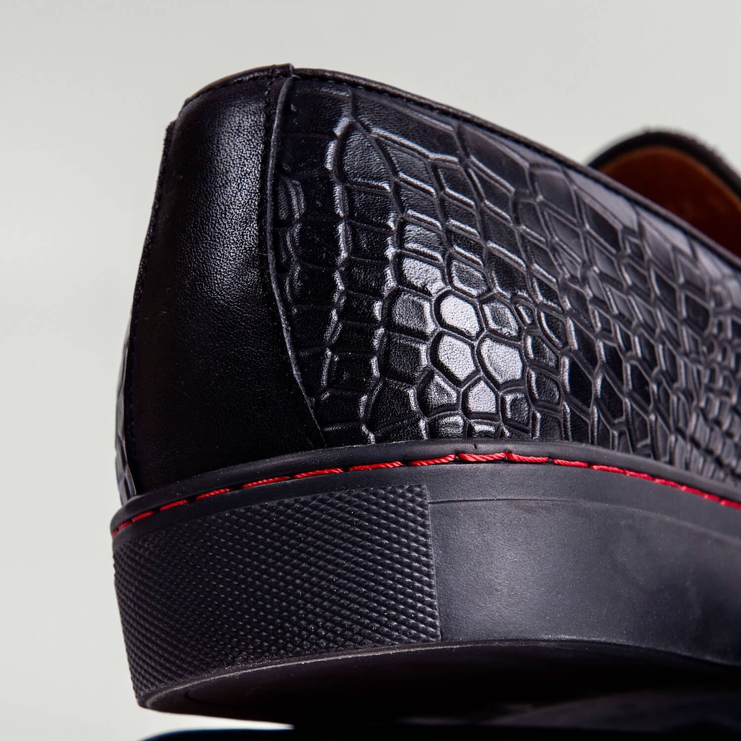 Boardwalk Black Crocskin Leather Horse-Bit Sneakers - Image 6