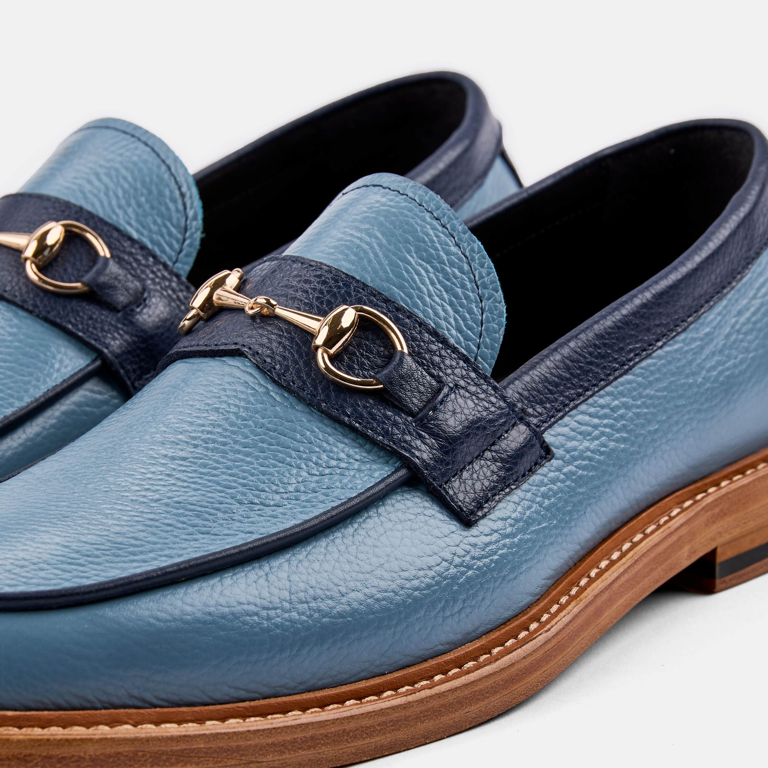 Boardwalk Blue Leather Horse-Bit Loafers - Image 3
