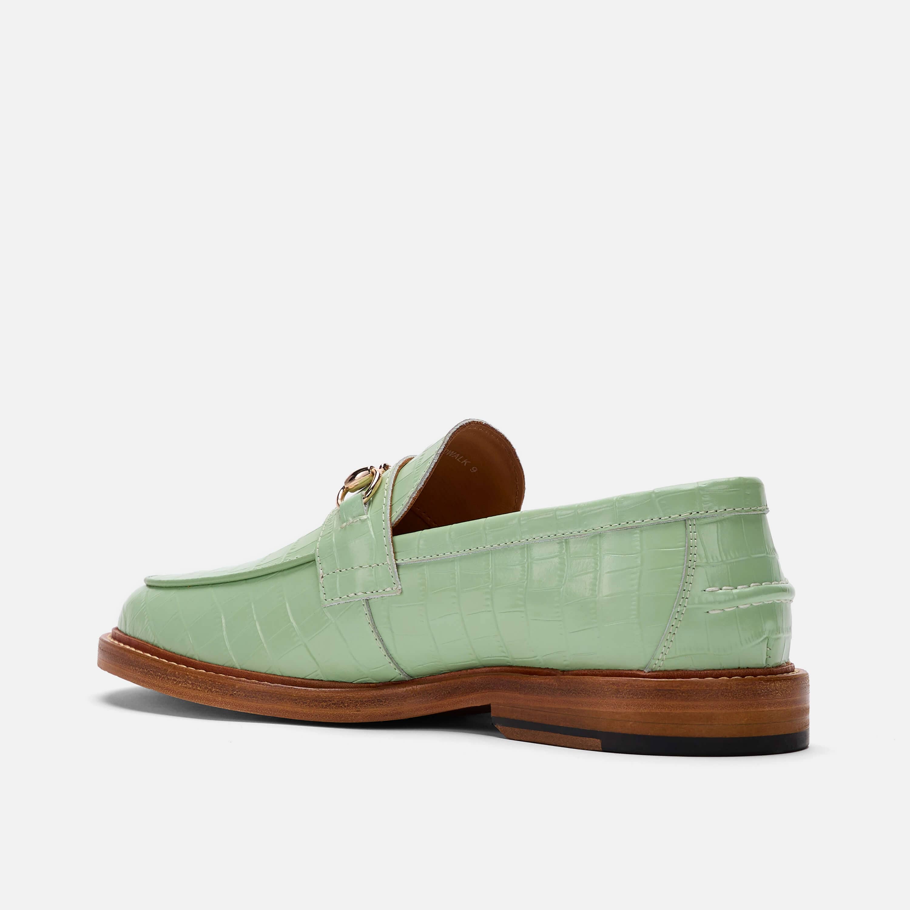 Boardwalk Mint Croc Leather Horse-Bit Loafers - Image 4