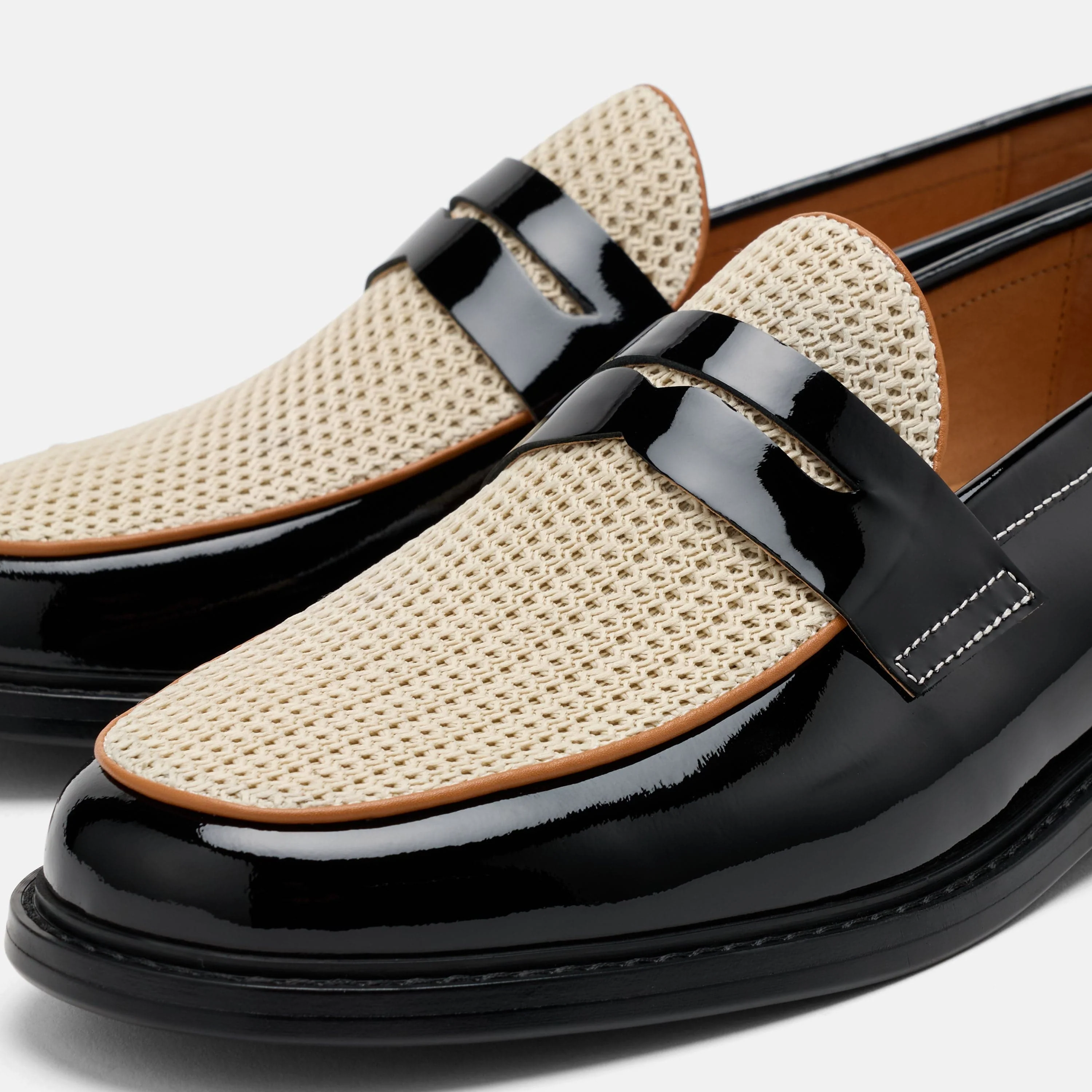 Calum Black/White Leather Penny Loafers - Image 3