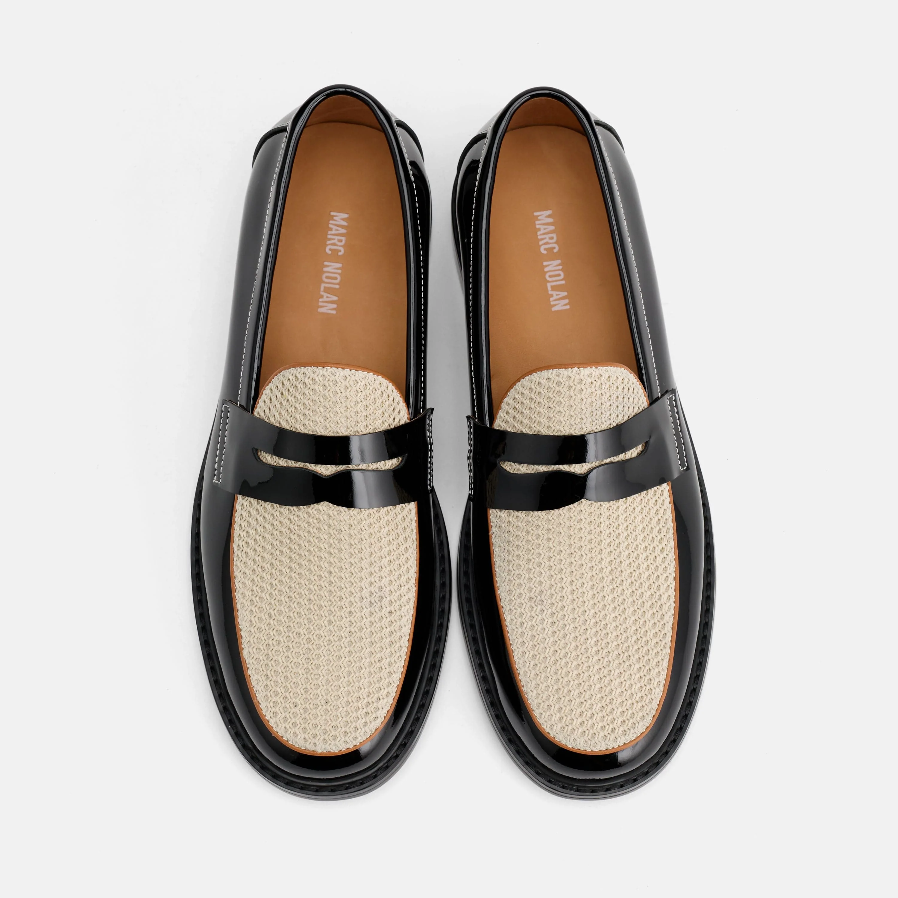 Calum Black/White Leather Penny Loafers - Image 5