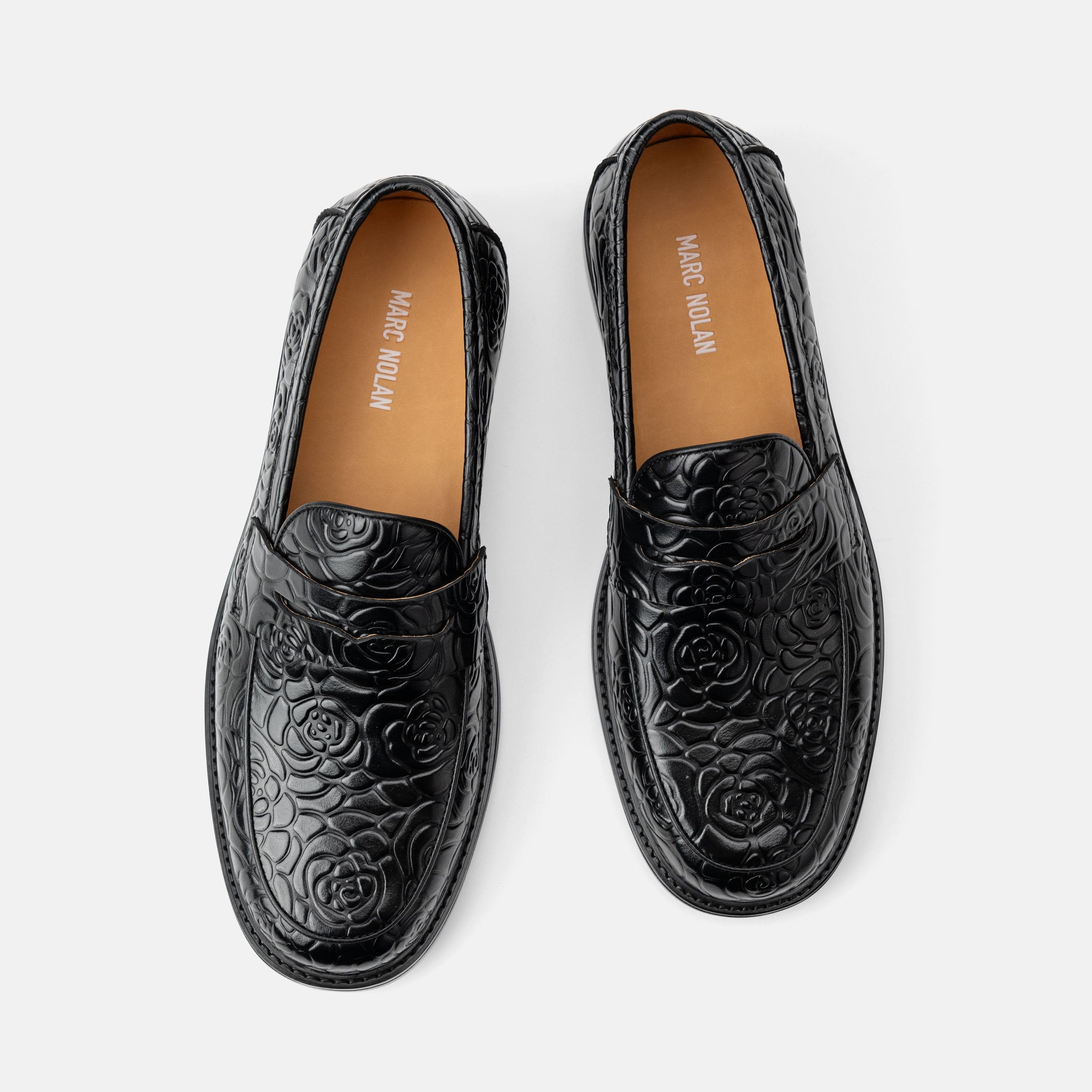 Calum Black Floral Leather Penny Loafers - Image 5