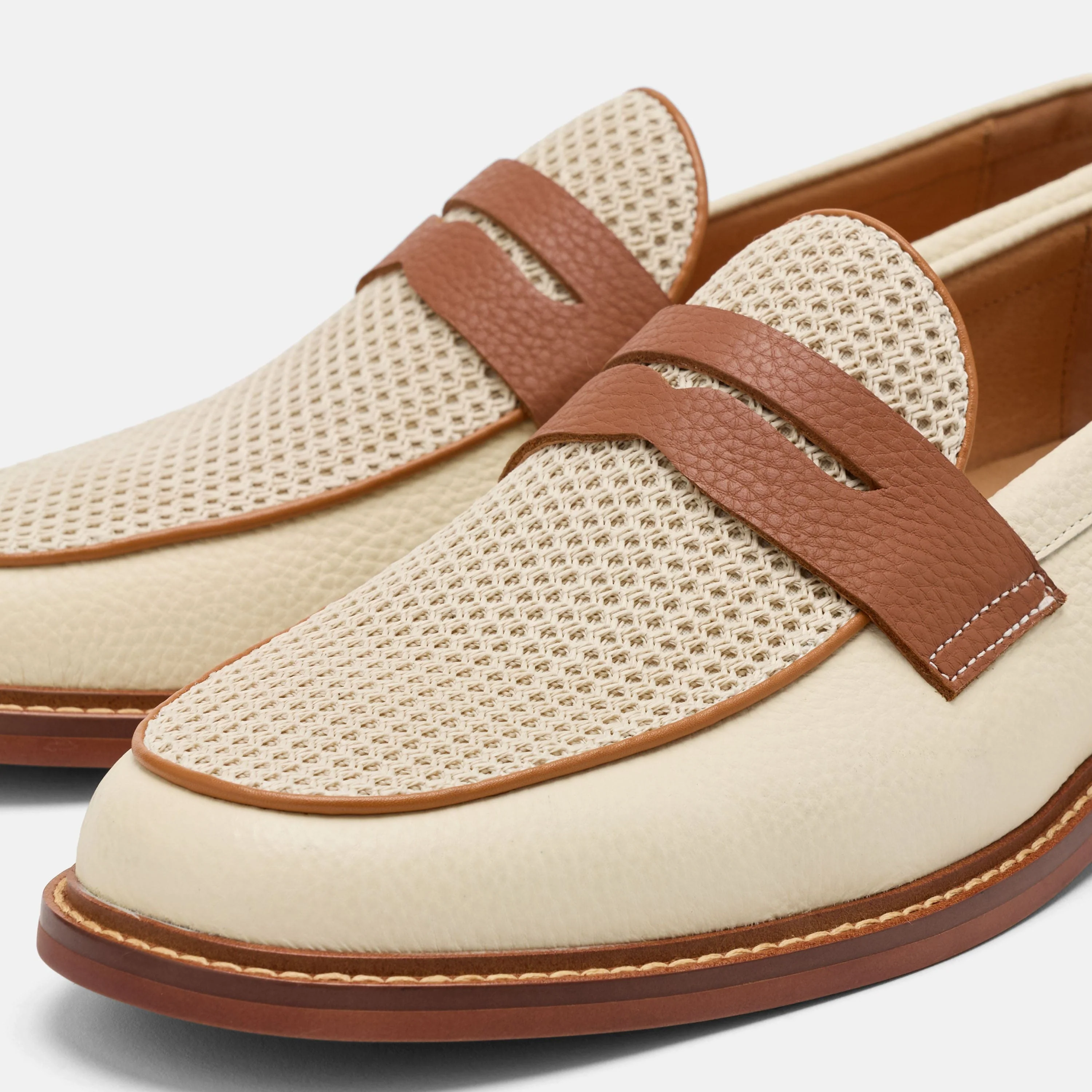 Calum Cream Leather Penny Loafers - Image 3
