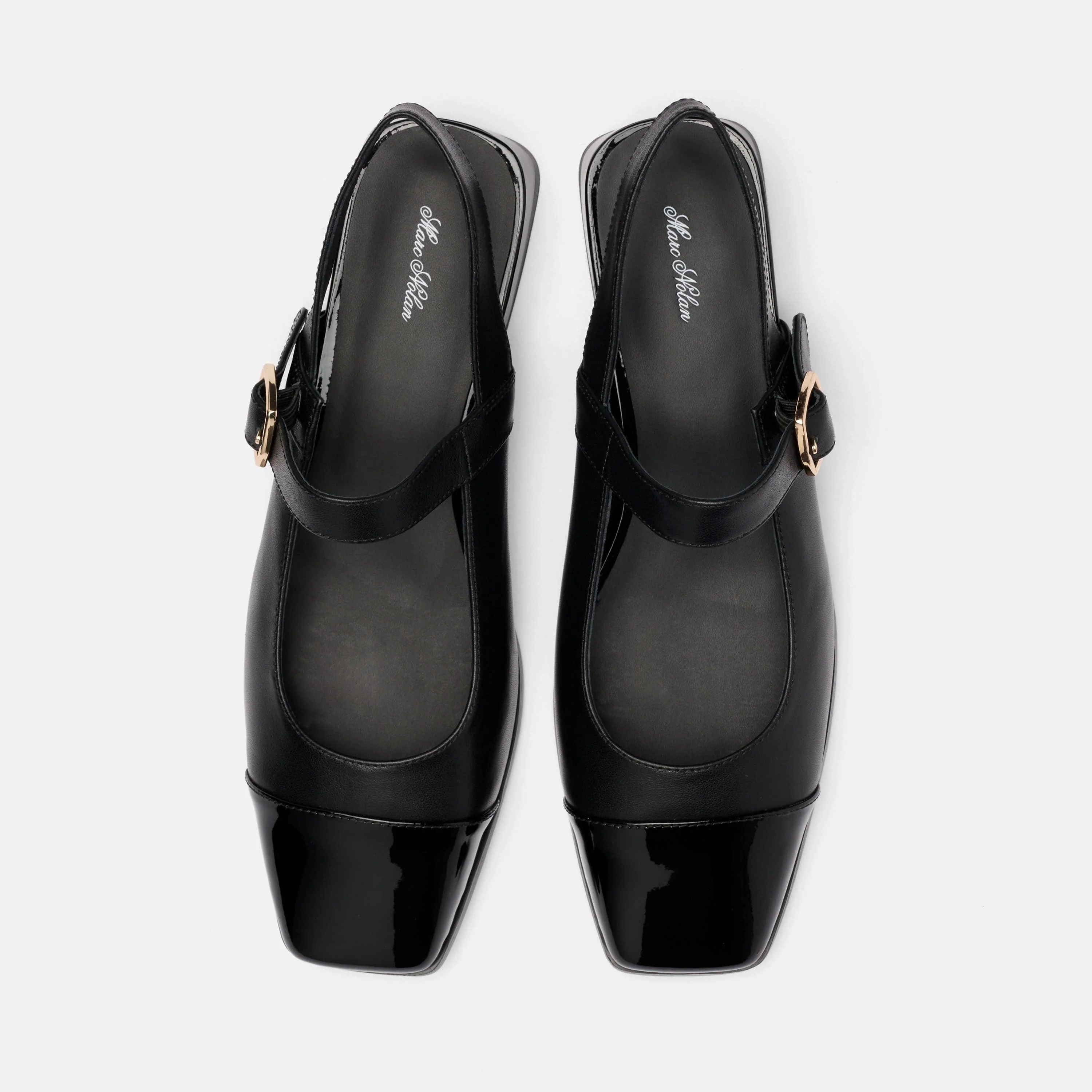 Cora Black Leather Mary Jane Lug Slingbacks - Image 5