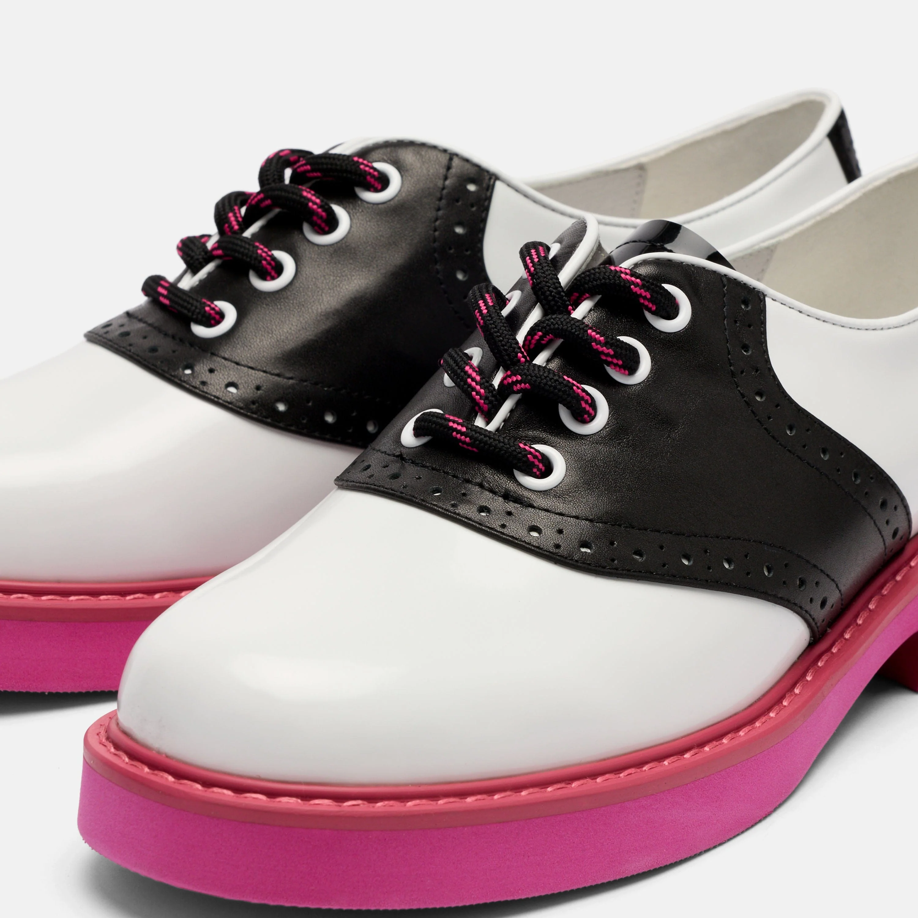 Demi White/Black Leather Lug Oxfords - Image 3