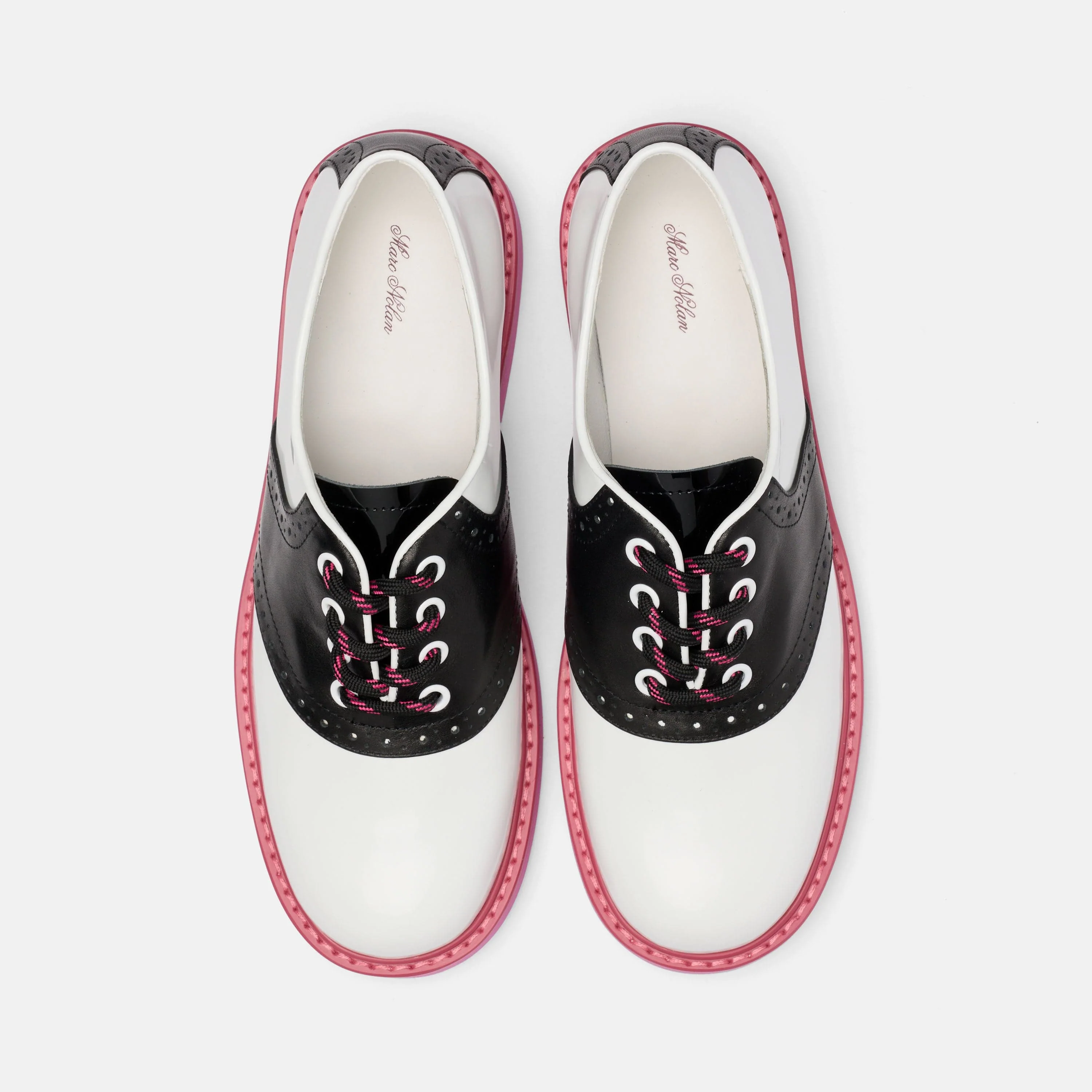 Demi White/Black Leather Lug Oxfords - Image 5