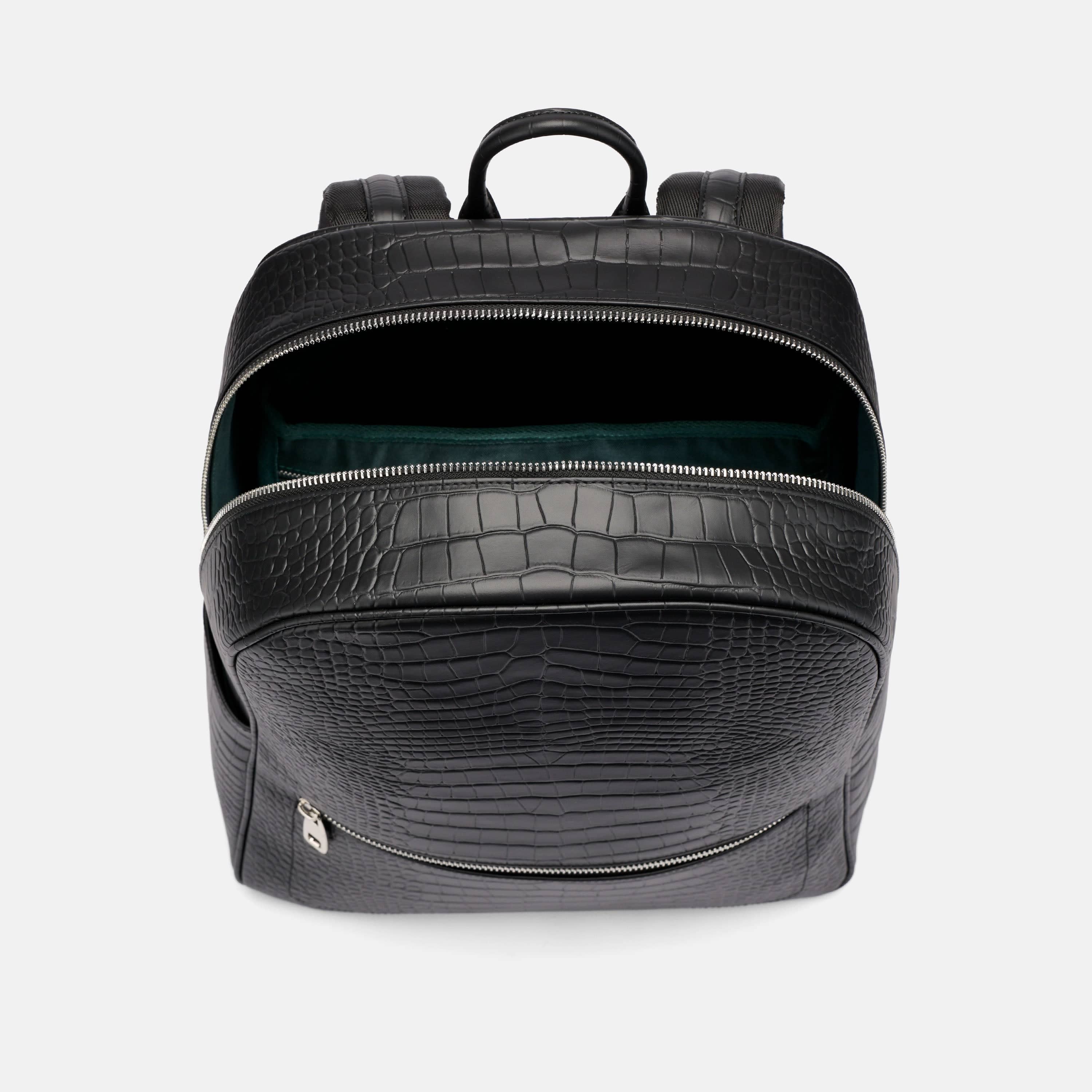 Fulton Black Crocskin Leather Backpack - Image 5