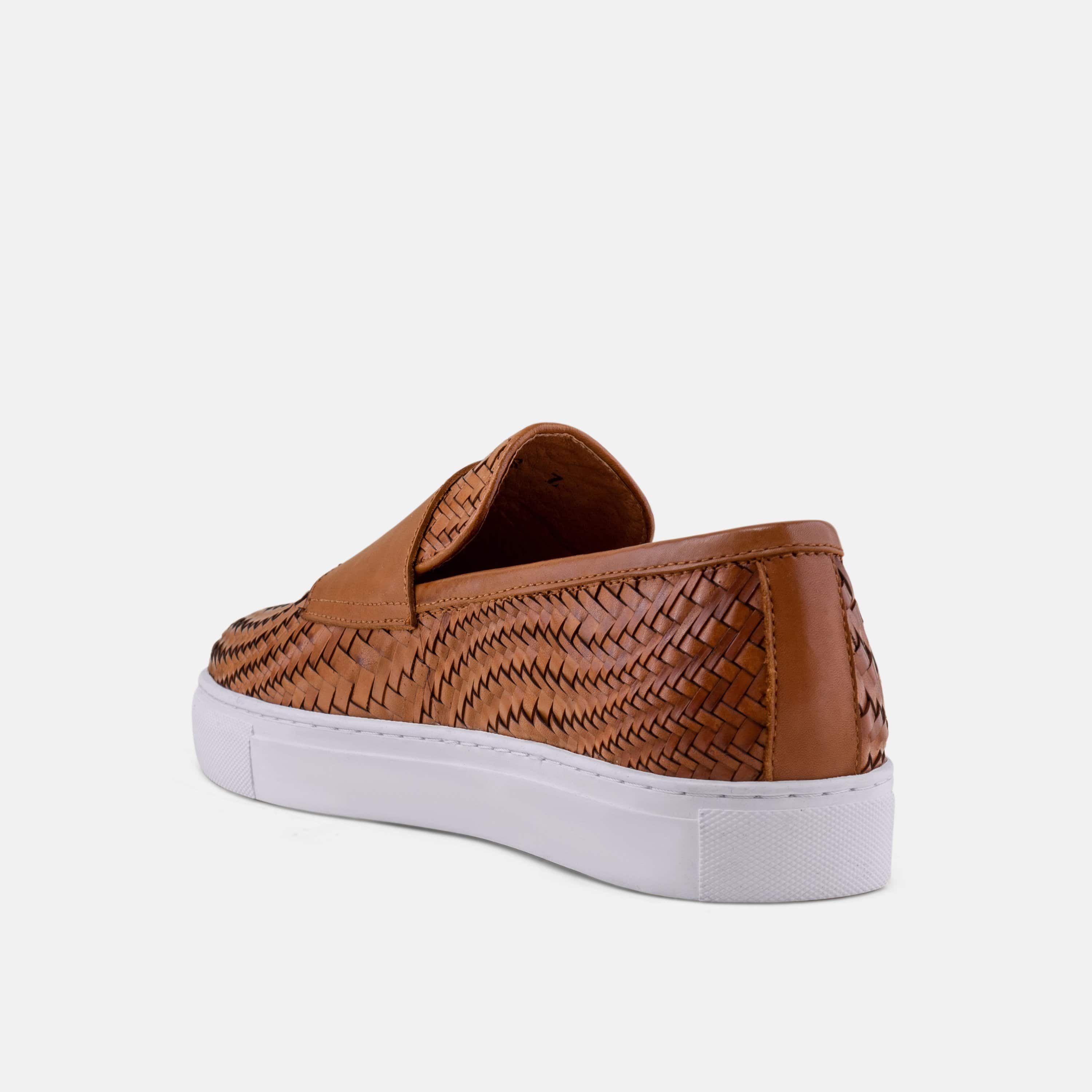 Kyler Cognac Woven Leather Monk Strap Sneakers - Image 5