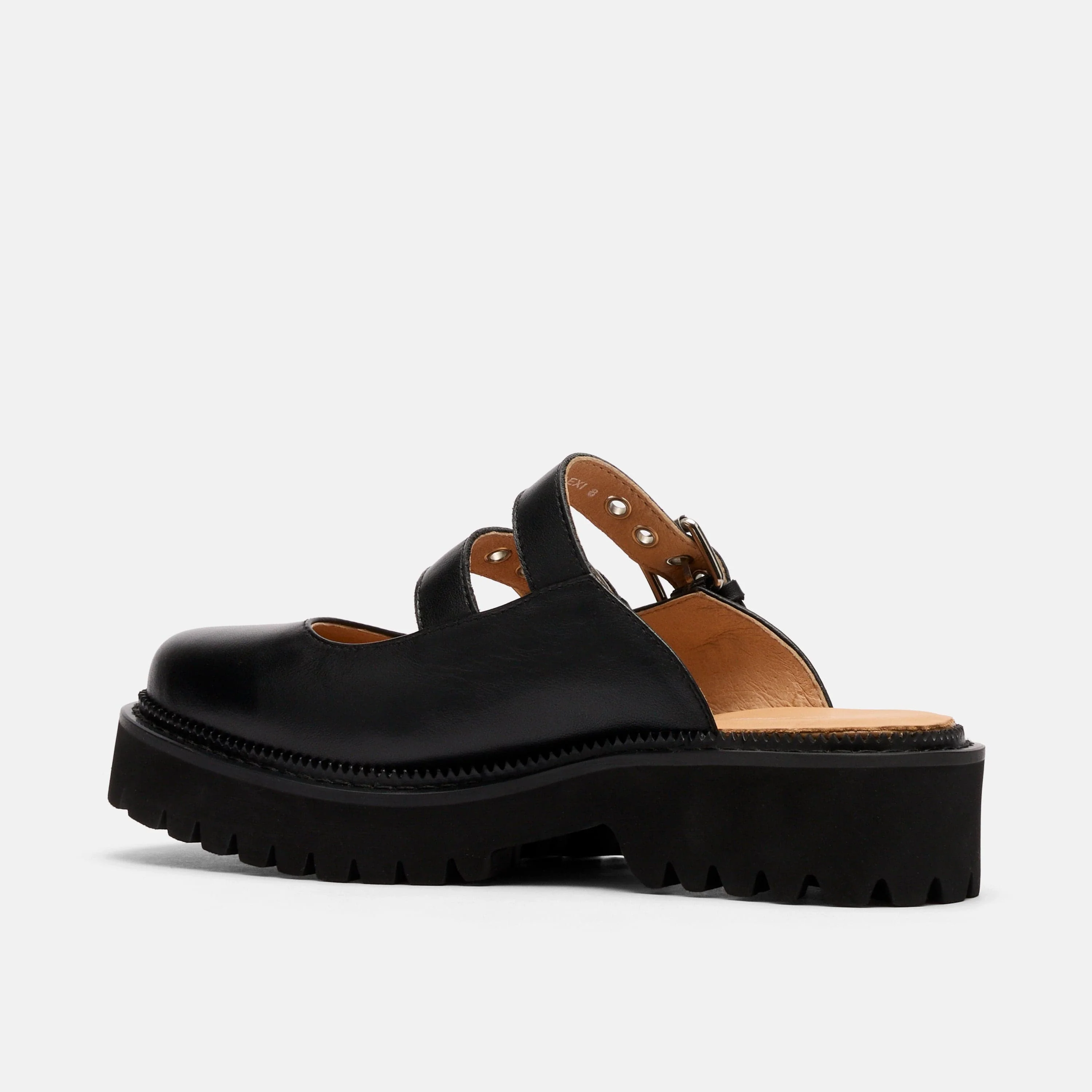 Lexi Black Leather Double Buckle Mule - Image 4