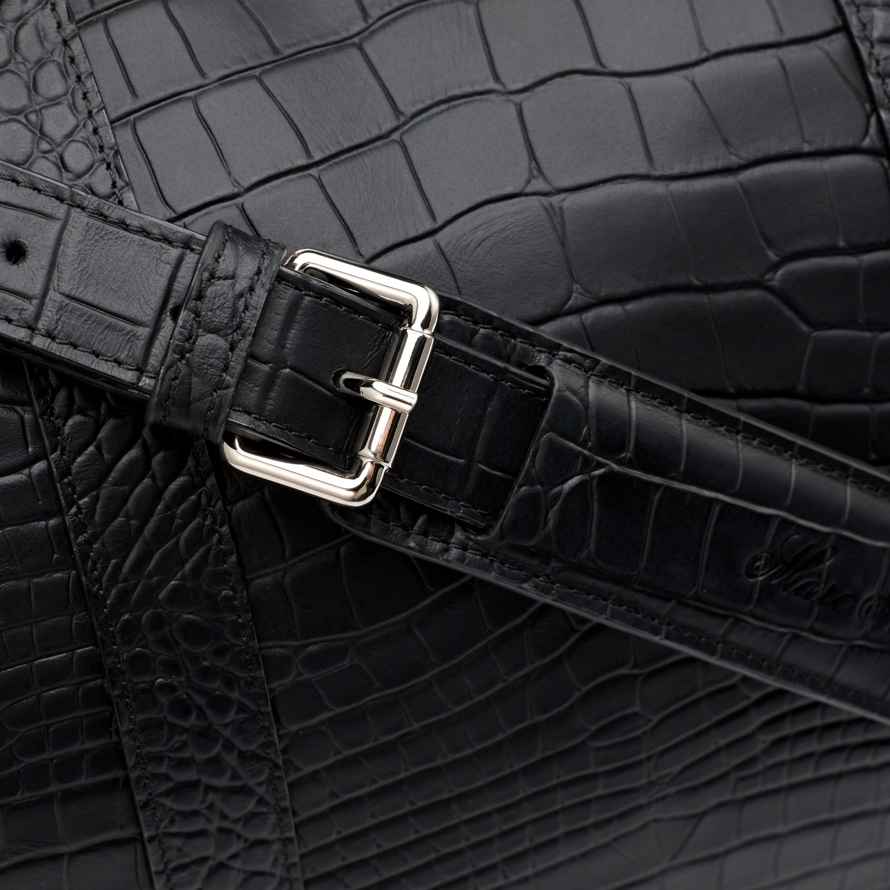 Marc Nolan Large Weekender Duffle Bag - Black Crocskin - Image 3