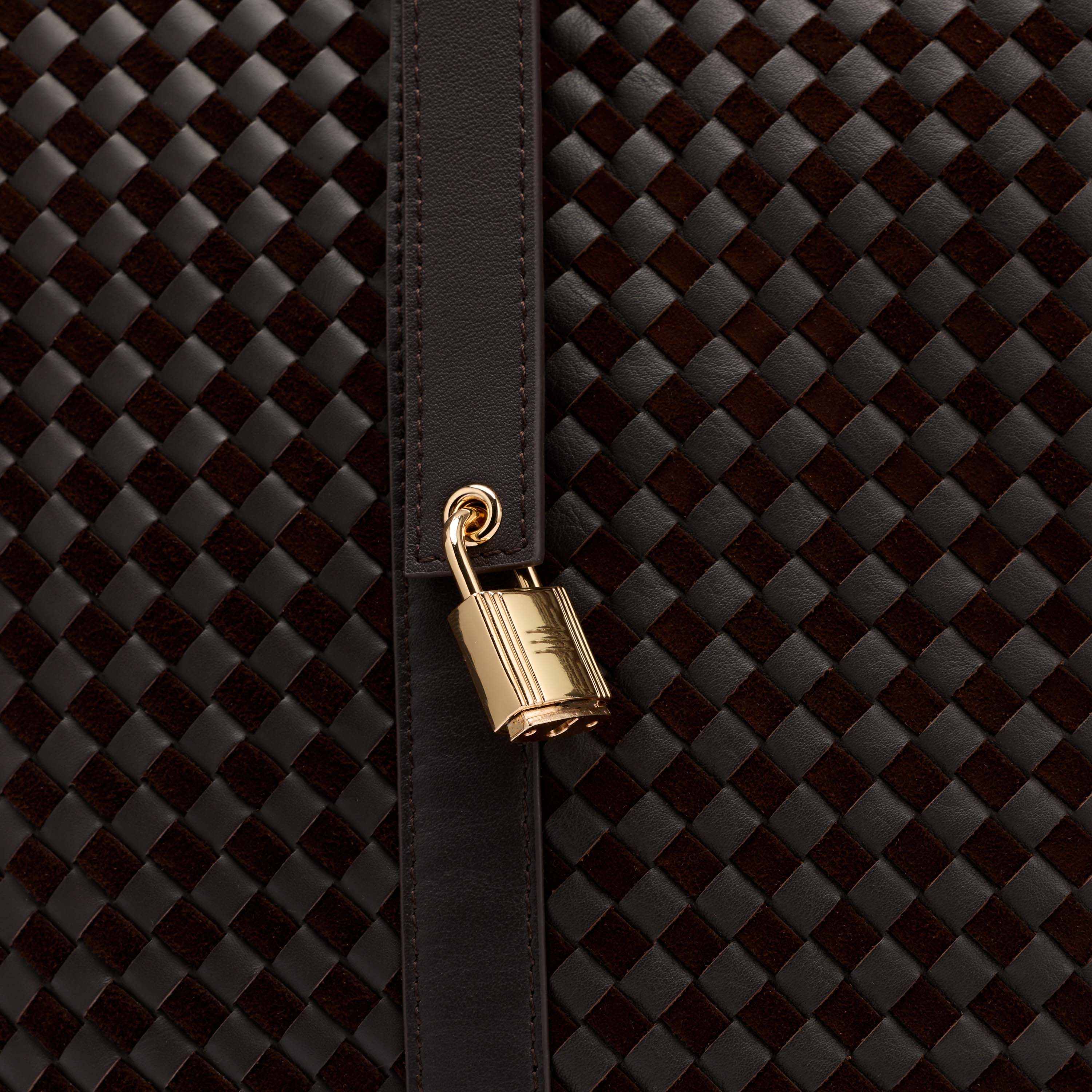 Mila Brown Woven Leather Tote Bag - Image 5