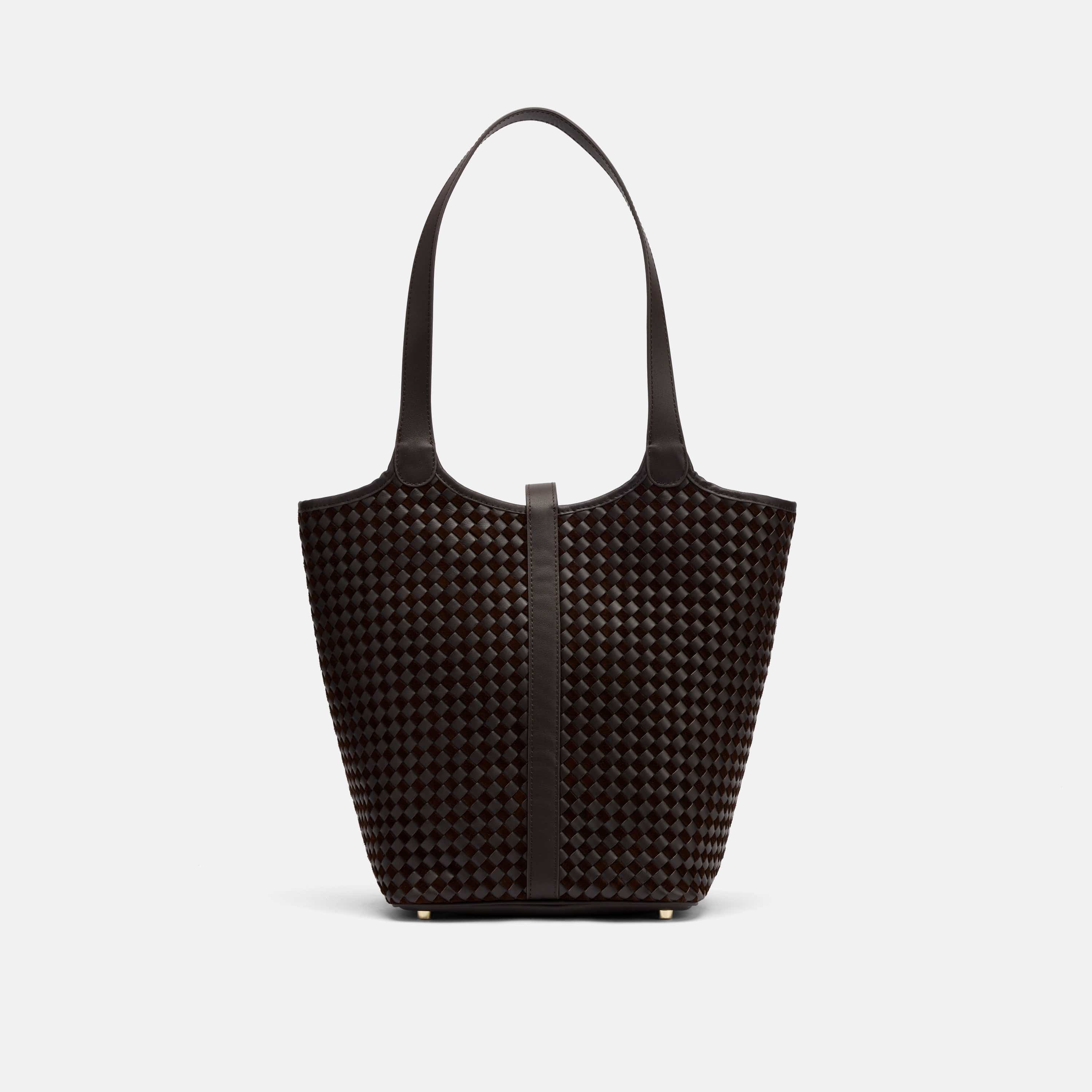 Mila Brown Woven Leather Tote Bag - Image 6