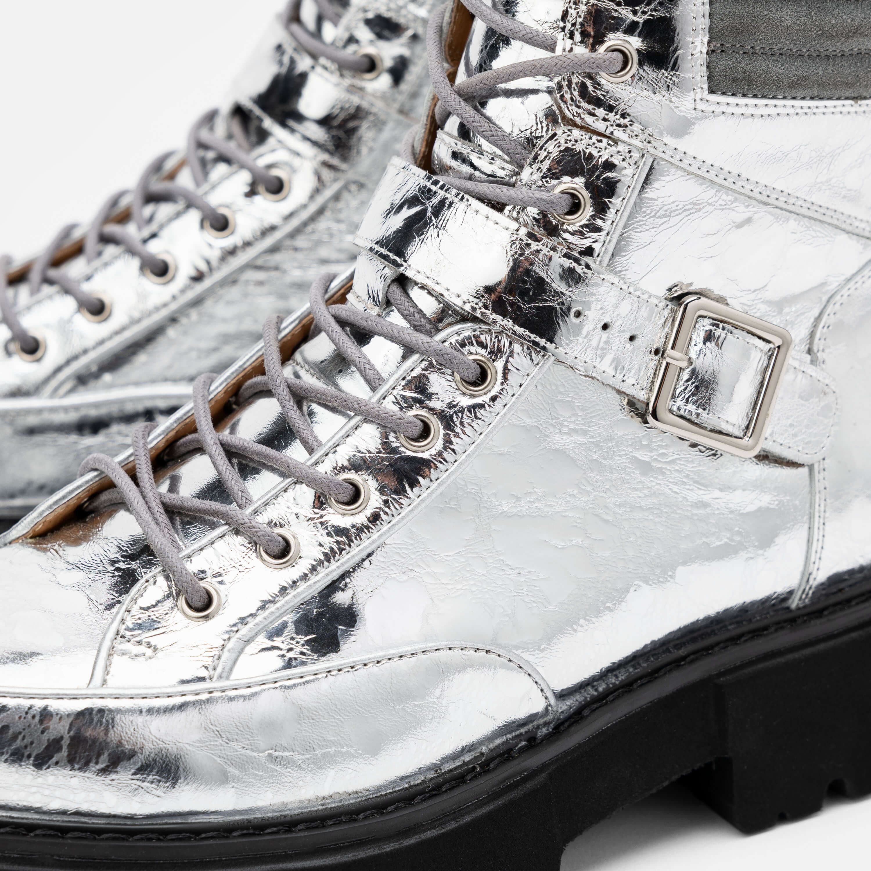 Ms. Atlas Chrome Patent Leather Strap Boots - Image 3