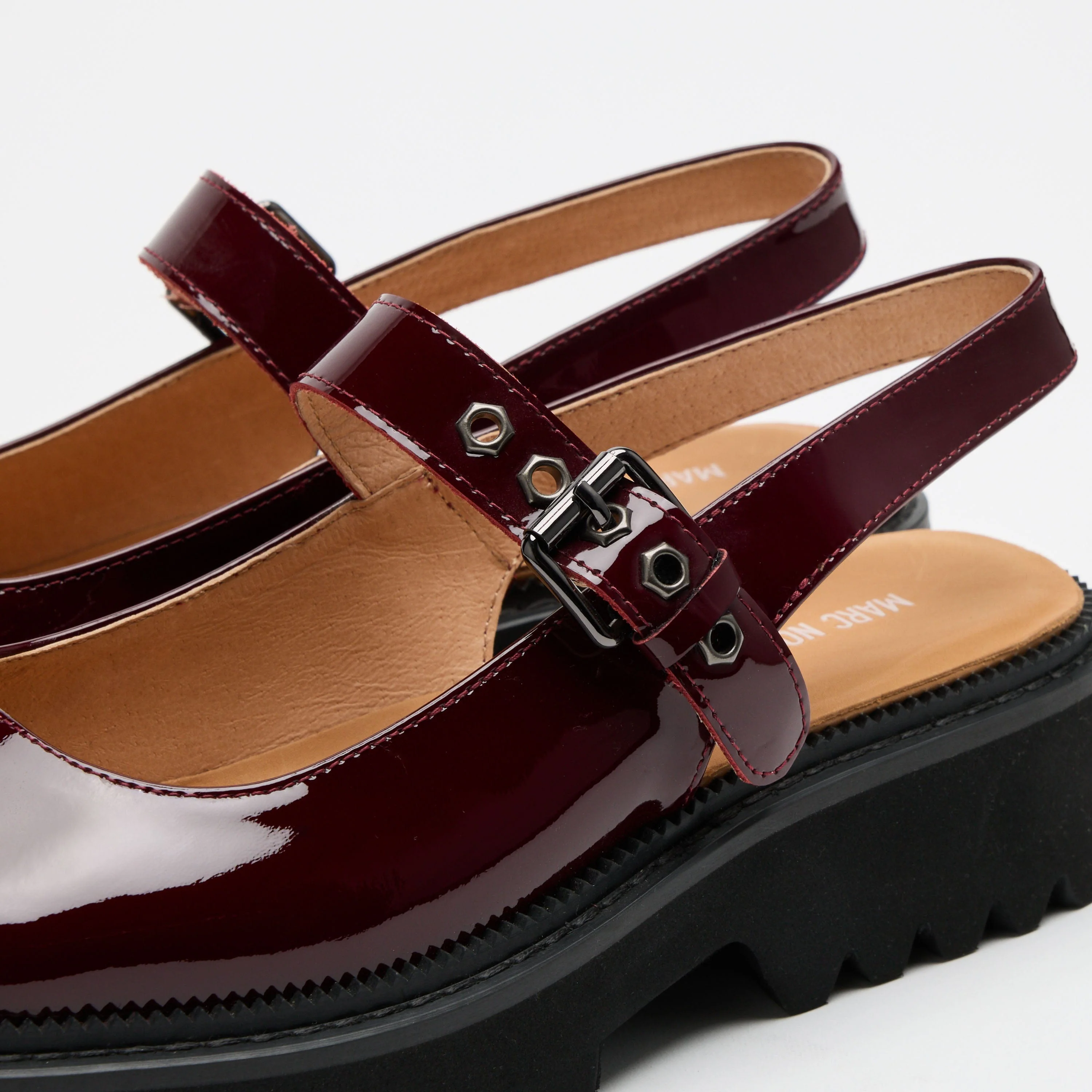 Luna Wine Leather Mary Jane Lug Slingbacks - Image 3