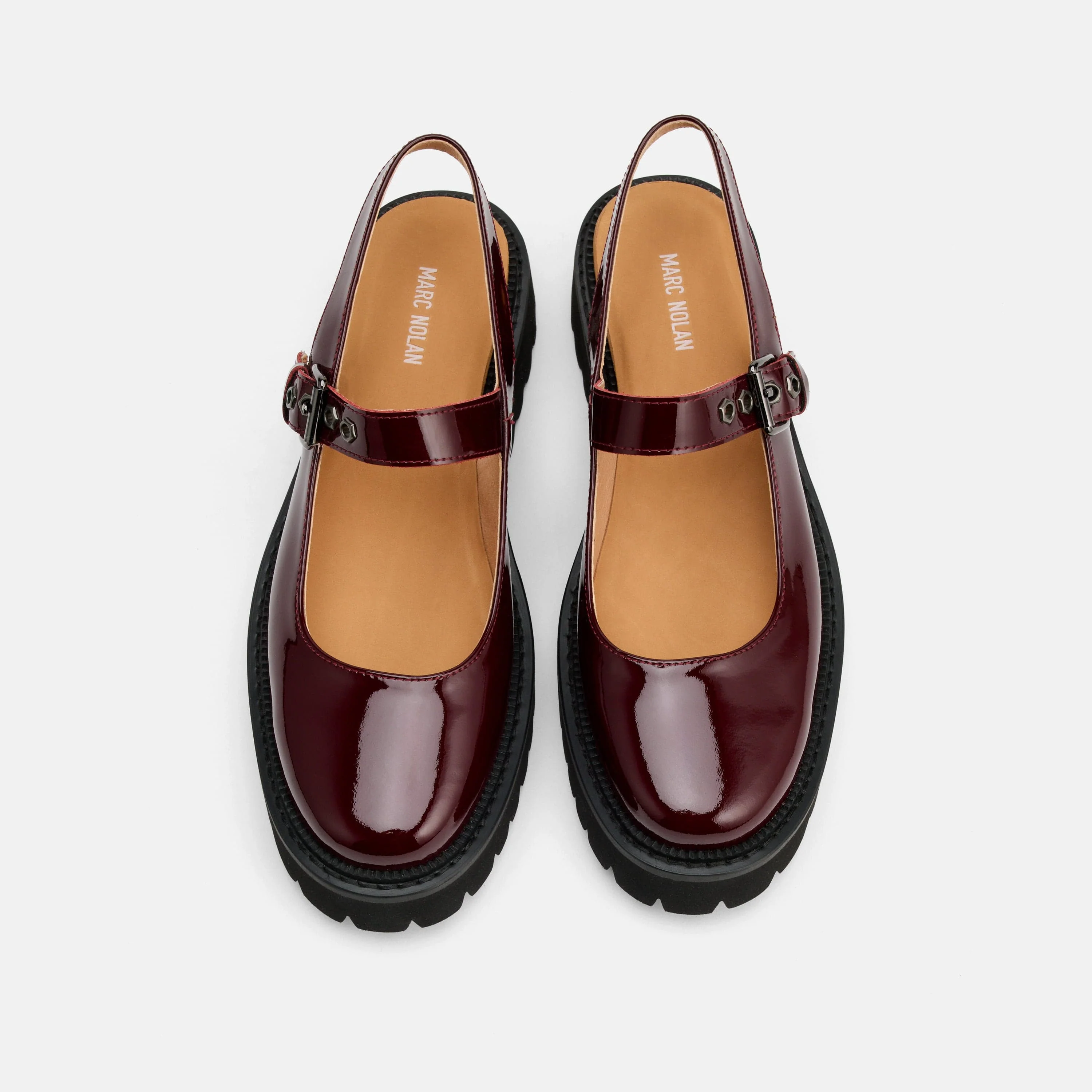 Luna Wine Leather Mary Jane Lug Slingbacks - Image 5