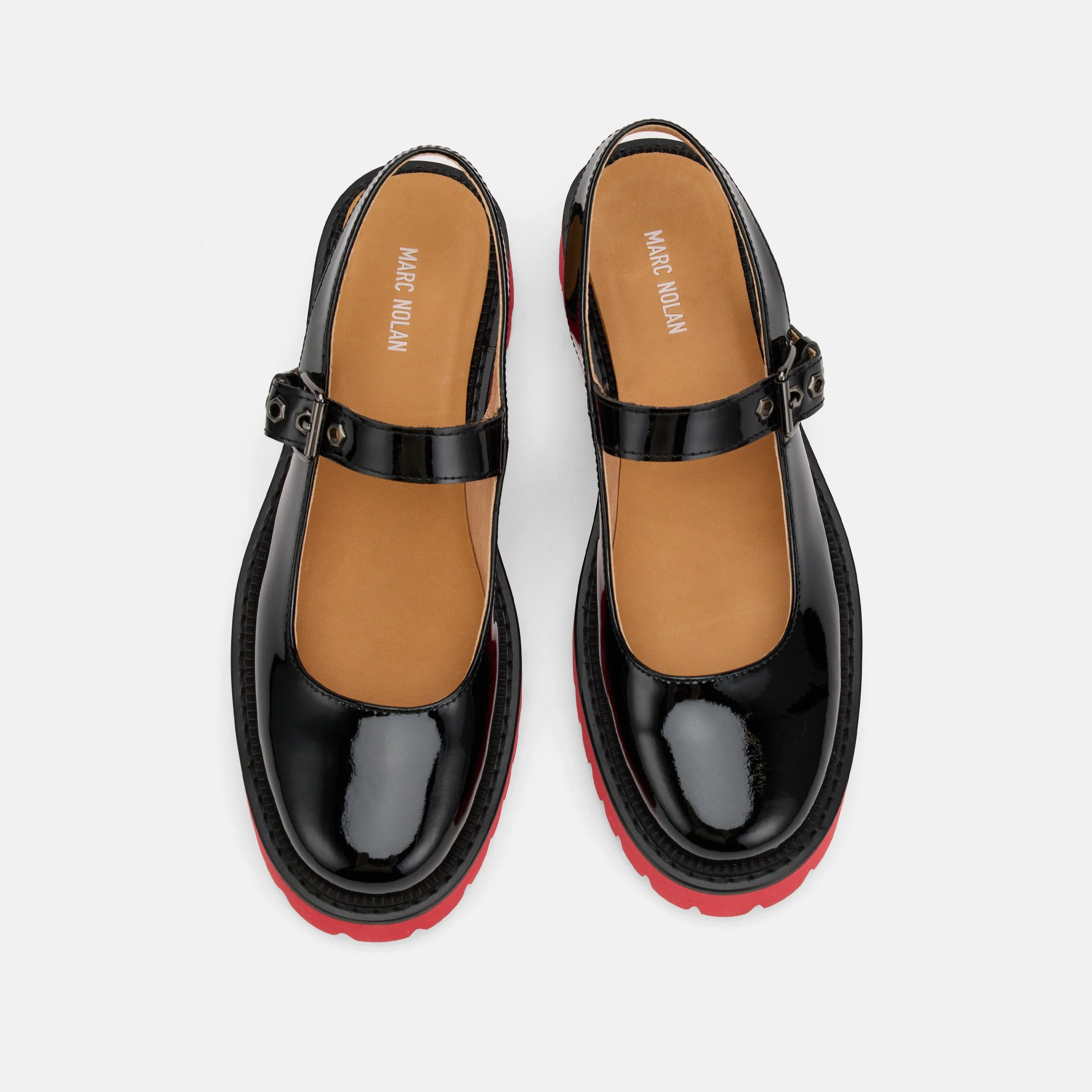 Luna Black/Red Leather Mary Jane Lug Slingbacks - Image 5