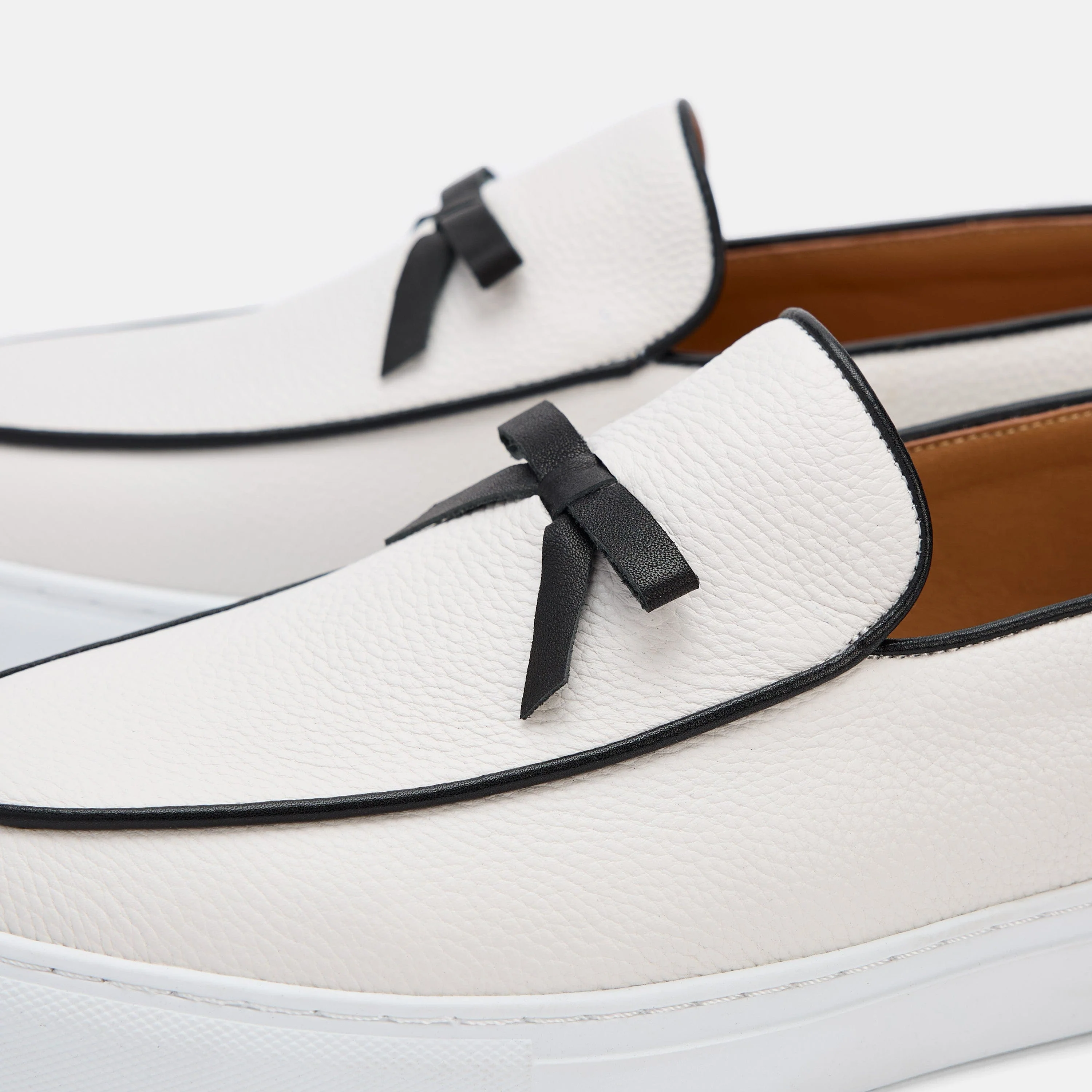 Odell White Leather Belgian Loafer Sneakers - Image 3