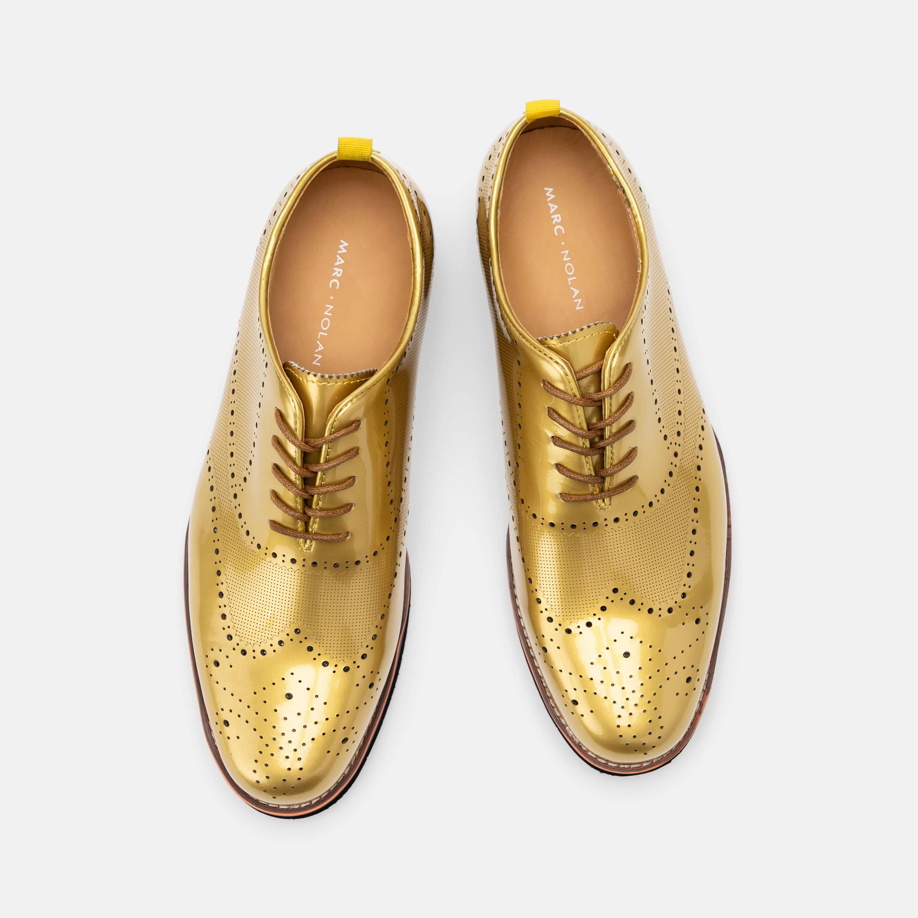 Oscar Gold Patent Leather Wholecut Brogue Sneakers - Image 5