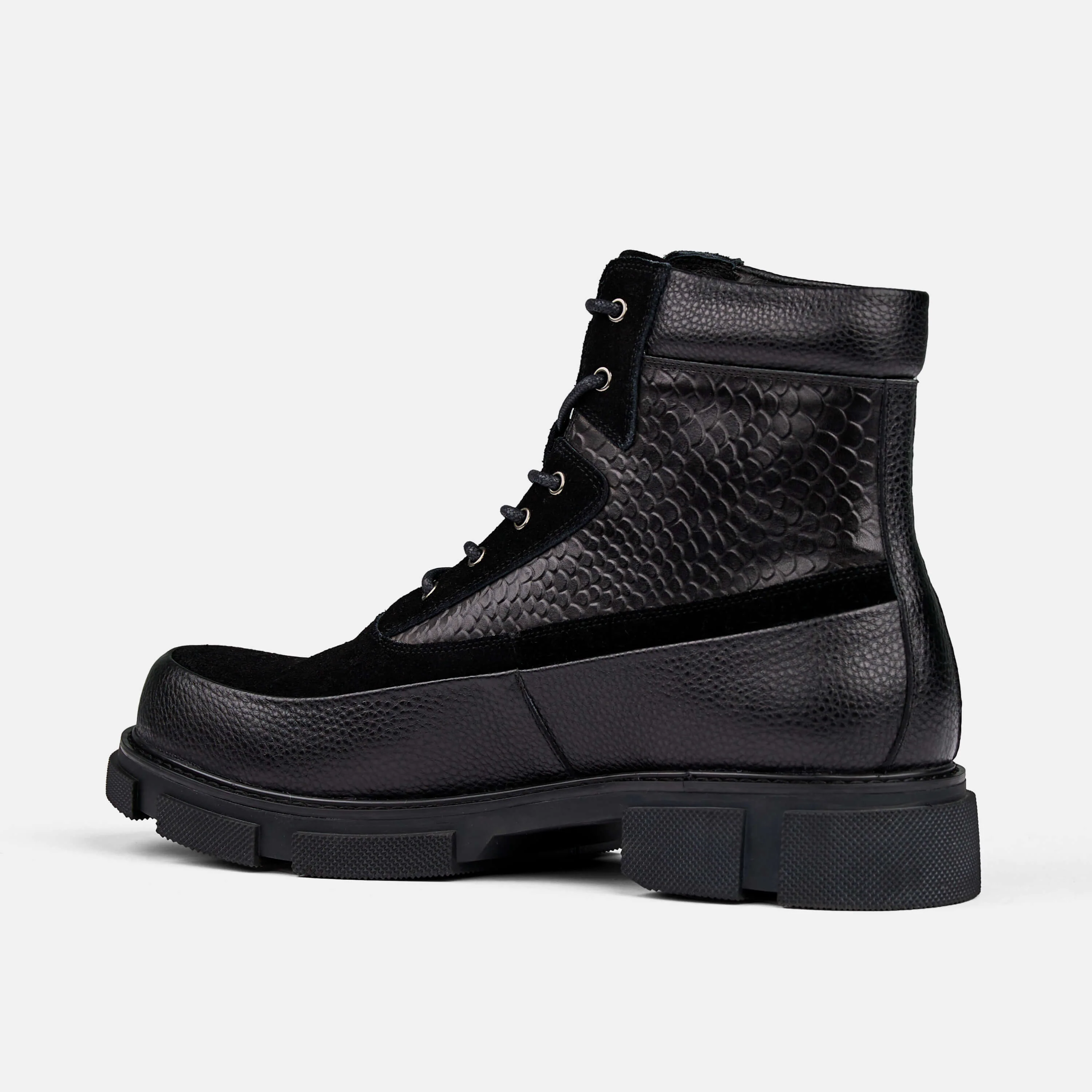 Otis Black Leather Combat Boots - Image 4