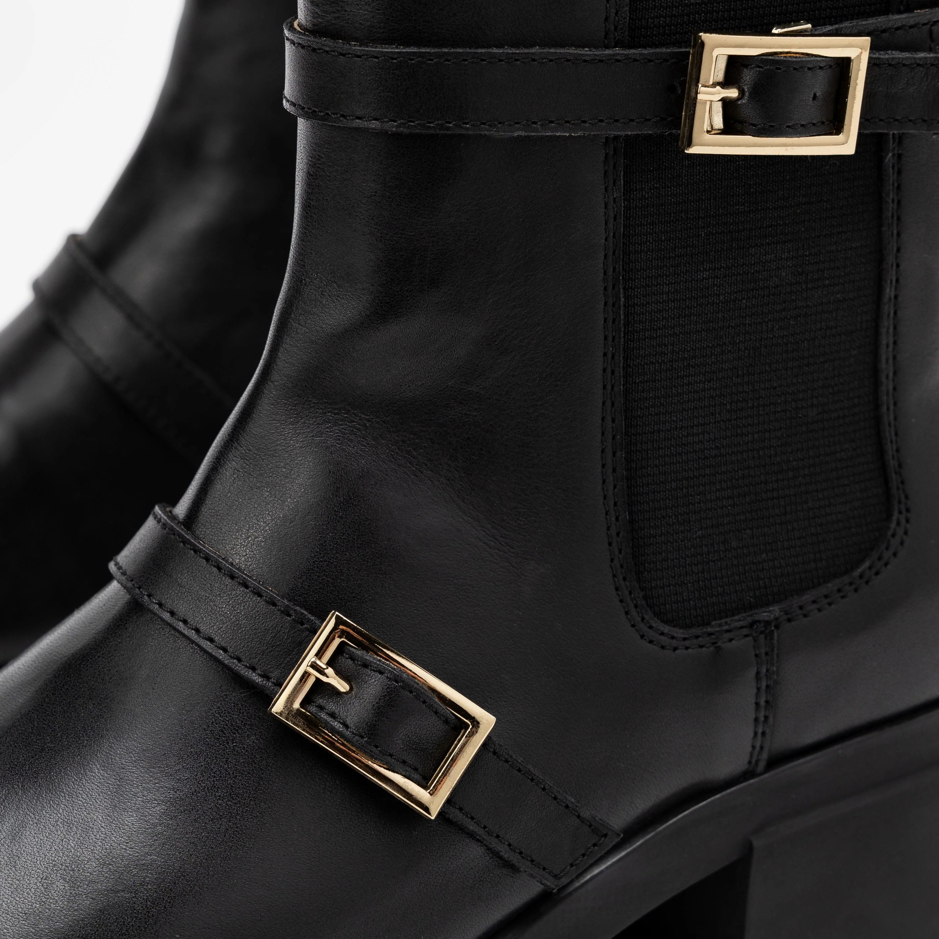 Riley Black Leather High Heel Chelsea Boots - Image 3