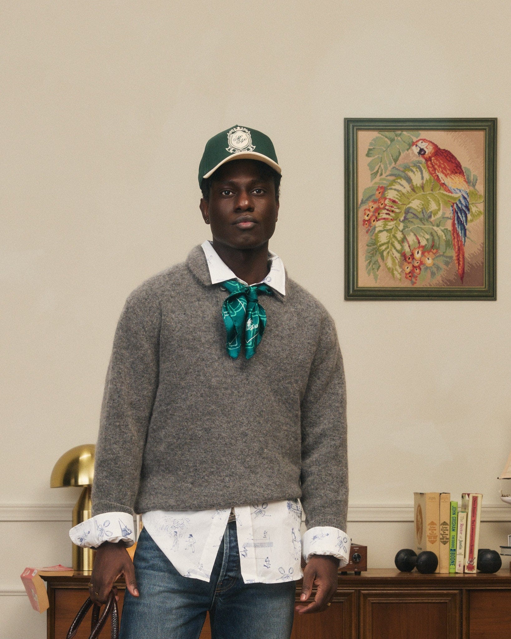 Marc Nolan Silk Scarf - Green - Image 4