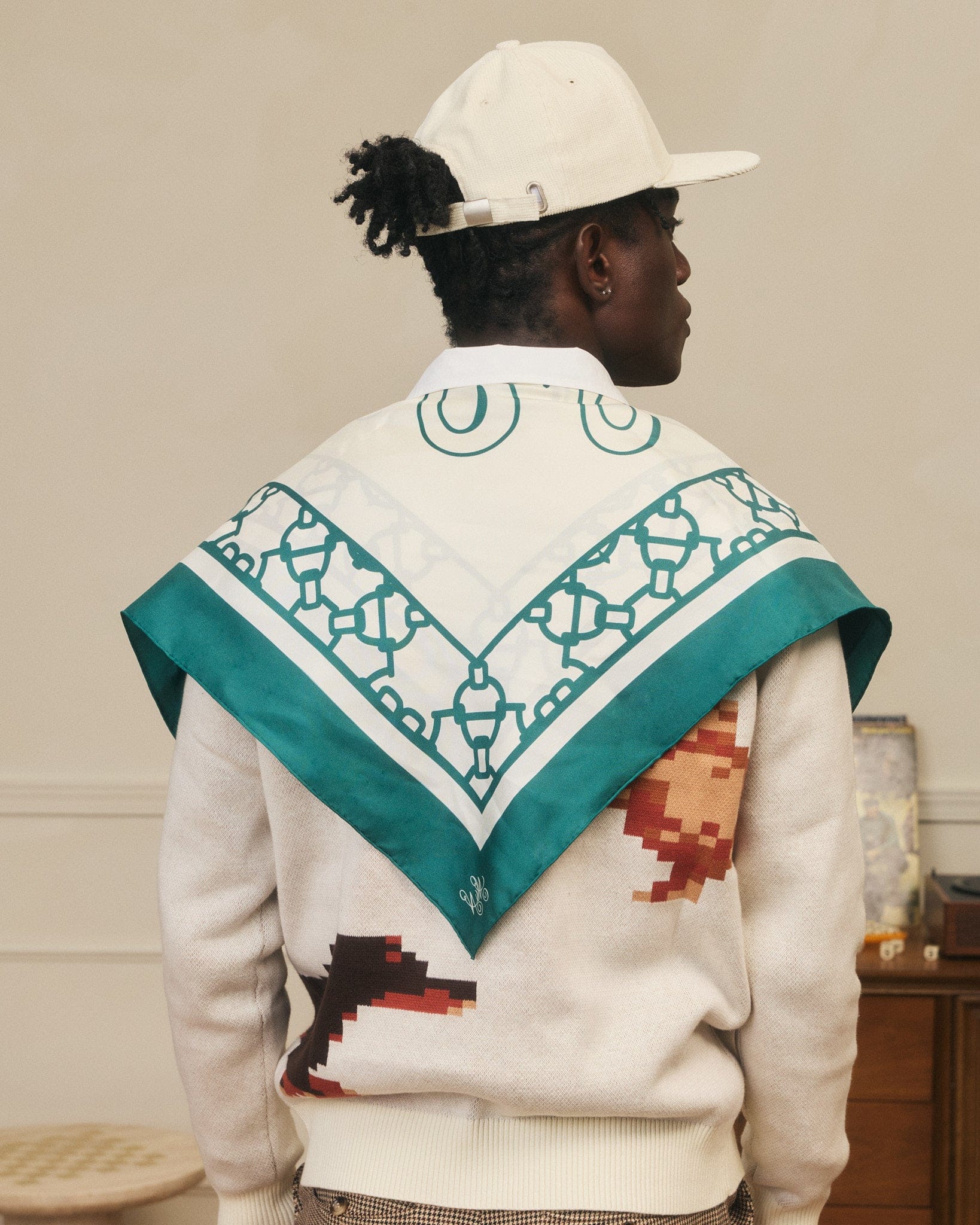 Marc Nolan Silk Scarf - Cream - Image 4