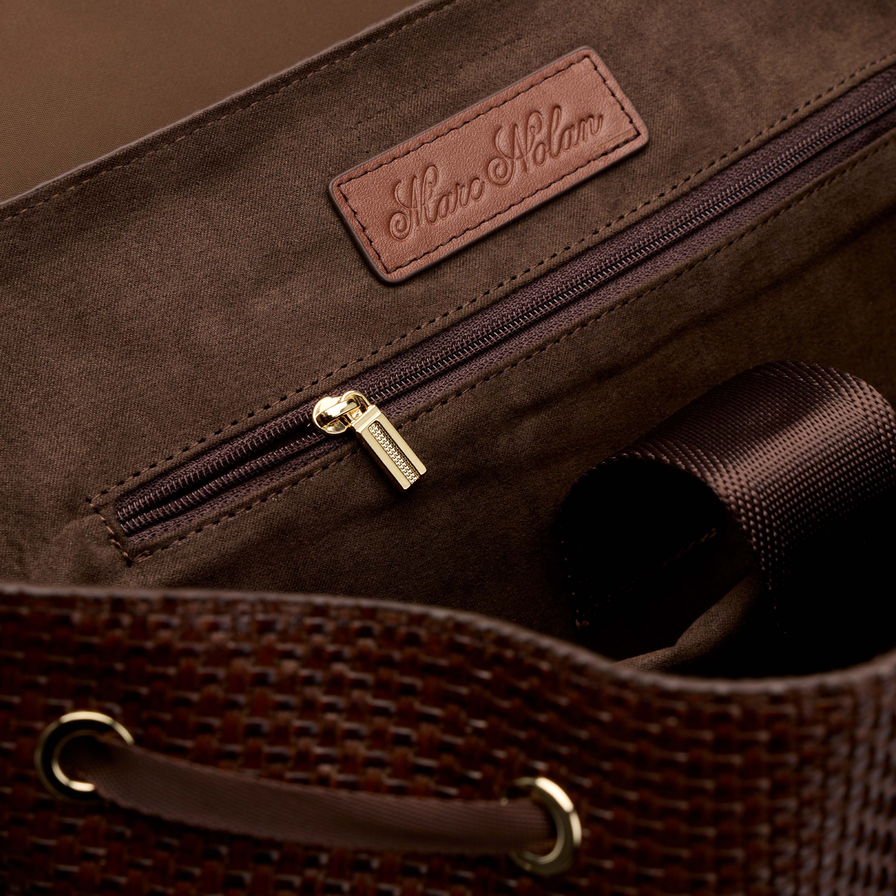 SOHO Woven Cognac Leather Backpack - Image 6