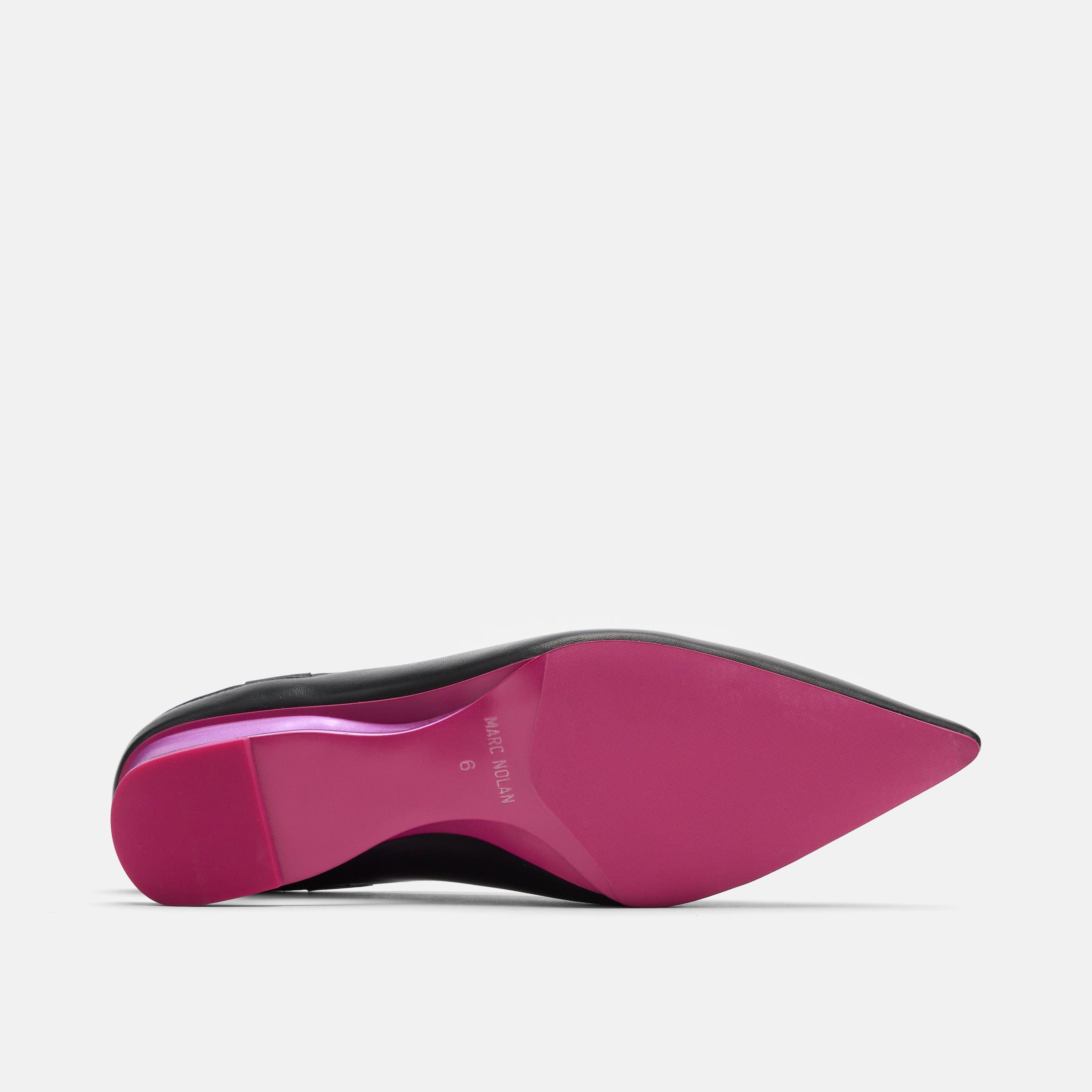 Sophia Black/Magenta Leather Strap Pumps - Image 6
